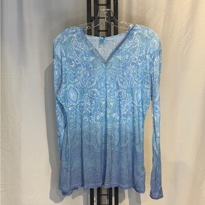 Kuhl Sky‎ Blue Paisley Long Sleeve Tee